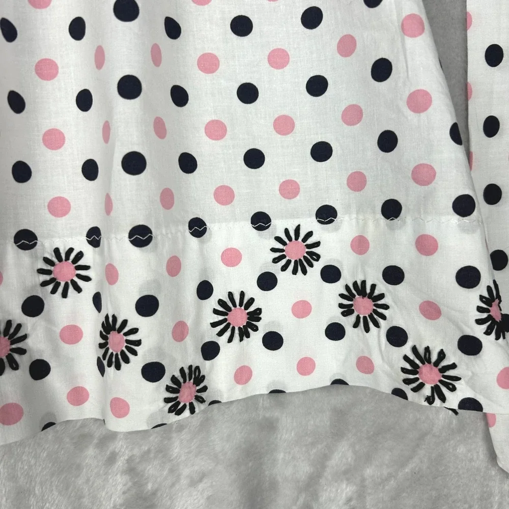 Polka Dot Apron White Pink Black Floral‎ Detail Vintage Style Cute